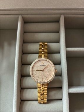 Swarovski Gold Crystal-Accent Women's Bracelet Watch